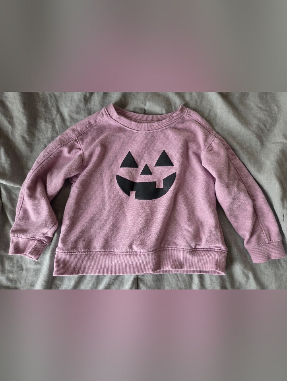 Girls 3T Halloween Sweatshirt with Black Jack-o'-Lantern Face